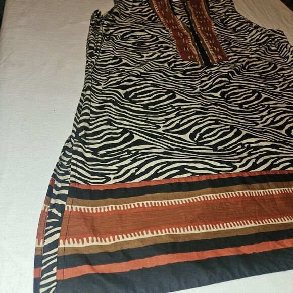 Charter Club Womens 16W Animal Print Tunic Embroidered Beaded Lightweight Cotton - Picture 4 of 8